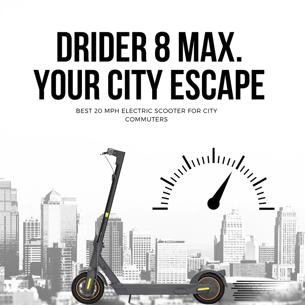 Explore DRIDER 8 MAX - Best 20 MPH Electric Scooter for City Commuting
